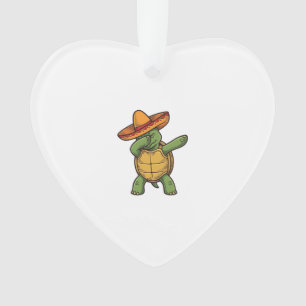 Ornamento Tartaruga Dabbing Sombrero Design Vetorial Vintage