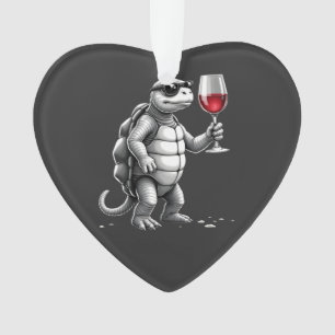Ornamento tartaruga legal bebendo vinho tinto impressão artí