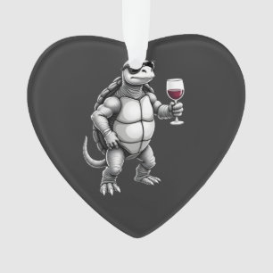 Ornamento tartaruga legal bebendo vinho tinto impressão artí