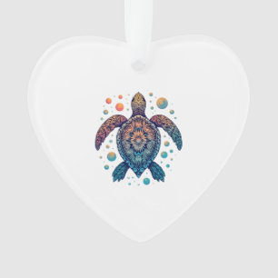 Ornamento Tartaruga Marinha Havaiana Tie-Dye Férias no Havaí