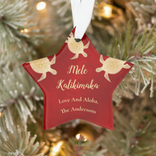 Ornamento Tartarugas Douradas Mele Kalikimaka Natal
