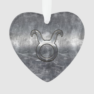 Ornamento Taurus Zodiac Sinal Grunge Estilo Prateado