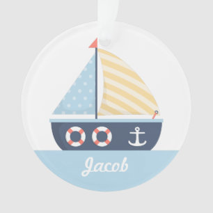 Ornamento Tema Náutico Barco à Vela Elegante Para Quarto de