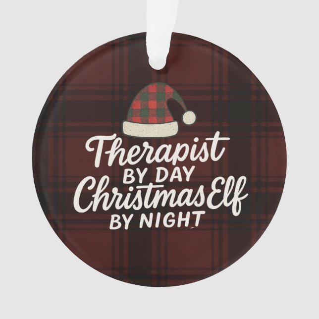 Ornamento Terapeuta de Dia, Elfo de Natal à Noite (Frente)