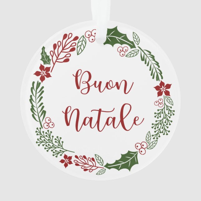 Ornamento Terra de Feliz Natal Italiano, Buon Natale (Verso)