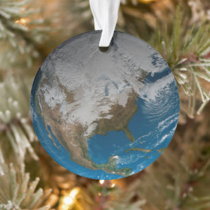 Ornamento Terra Inteira Com Nuvens Simuladas Sobre A América