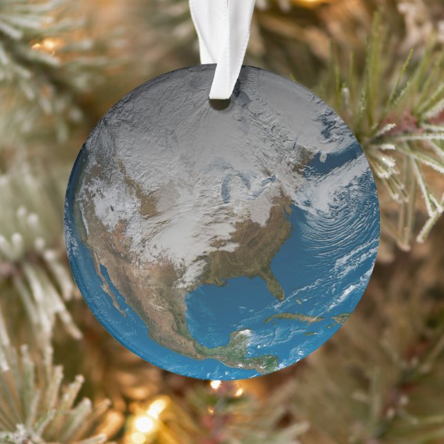 Ornamento Terra Inteira Com Nuvens Simuladas Sobre A América (Árvore)
