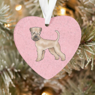 Ornamento Terrier Wheaten de Capa Macia Cão Bonito em Rosa