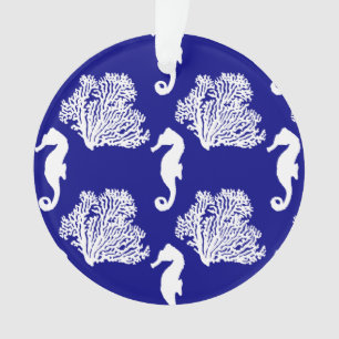Ornamento Teste padrão litoral do marinho e do cavalo