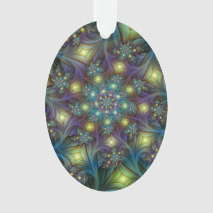 Ornamento Teste padrão roxo azul moderno iluminado do