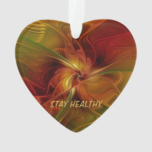 Ornamento Texto de Arte Verde Marrom abstrato Vermelho Laran