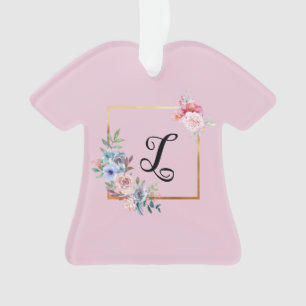 Ornamento Texto do Monograma do Ouro de Vintage Flores Multi
