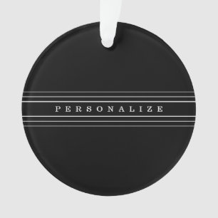 Ornamento Texto personalizado e faixas modernas   Preto e br