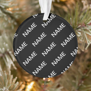 Ornamento Texto personalizável   Preto e Branco Moderno Negr