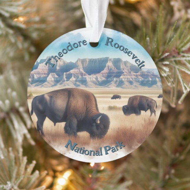 Ornamento Theodore Roosevelt Parque Nacional Bison Souvenir (Árvore)