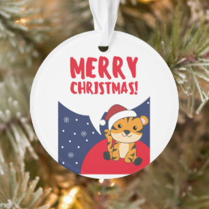 Ornamento Tigre de Natal - Neve de inverno - Tigre