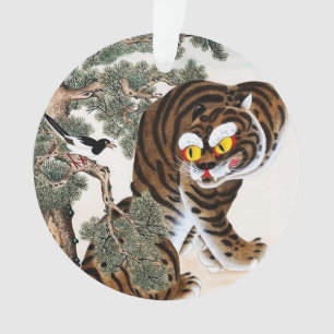 Ornamento Tigre e Pega Minhwa sob a Árvore de Pinheiro