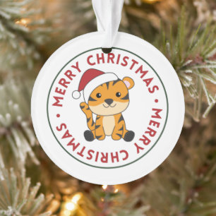 Ornamento Tigre Natal Neve Inverno Animais de Inverno Orname