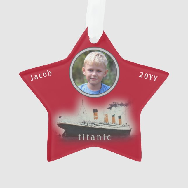 Ornamento Titanic Porthole Foto Vermelha Natal (Verso)