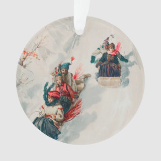 Ornamento "Tobogganing", Chromolithograph, Louis Prang & Co.