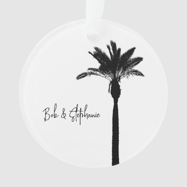 Ornamento Tree Palm Silhouette Viagem Coastal Moderna Chic (Frente)