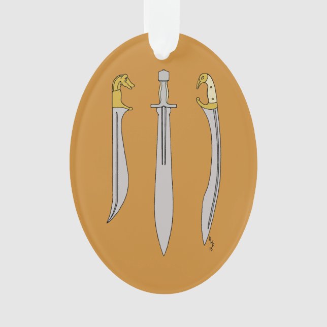 Ornamento Três espadas gregas antigas (Frente)