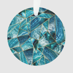 Ornamento Triângulo geométrico Dourado do preto da ágata 