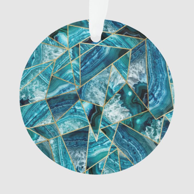 Ornamento Triângulo geométrico Dourado do preto da ágata do (Frente)