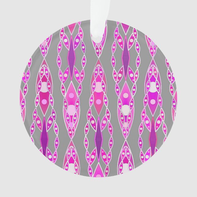 Ornamento Tribal Batik - Rosa Física, Violeta e Cinzas (Frente)
