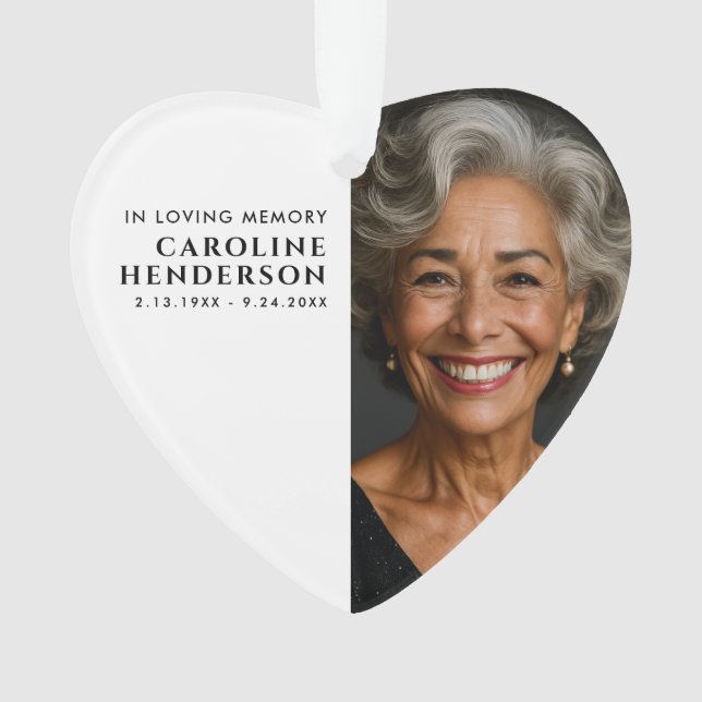Ornamento Tributo de Foto Moderno em Memória Adorável (Frente)