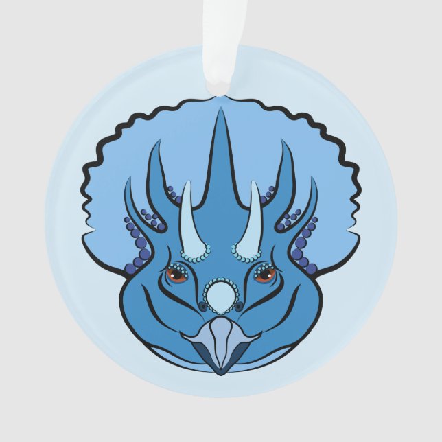 Ornamento Triceratops Dinossauro Azul (Frente)