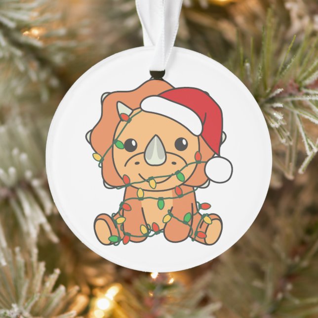 Ornamento Triceratops Natal Animais de inverno Dinos Feriado (Árvore)