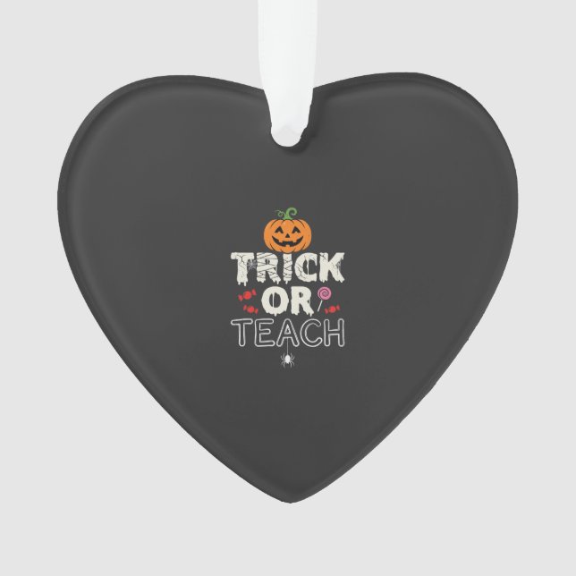 Ornamento Trick or Teach Design de Professor de Halloween (2 (Frente)