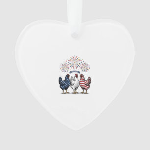 Ornamento Trio de Frango Patriótico Vetor de Gravação Vintag