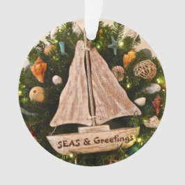 Ornamento Tropical Costeira SEA e Saudações Natal de Praia