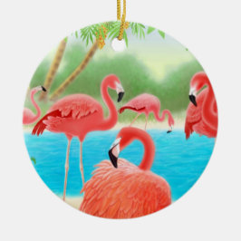 Ornamento tropical da lagoa do flamingo