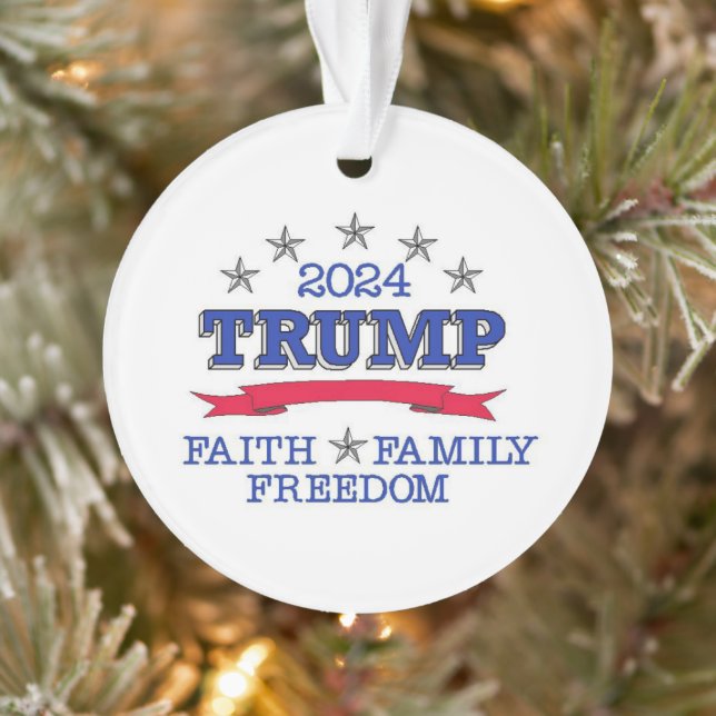 Ornamento Trump 2024 Fé, Família, Liberdade (Árvore)
