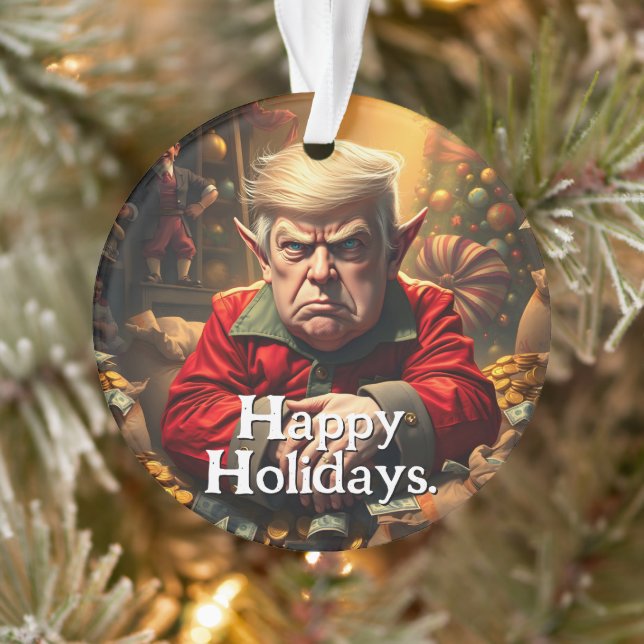 Ornamento Trump Como um Elf de Natal Irritado (Árvore)