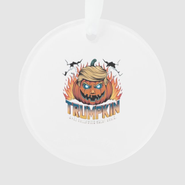 Ornamento Trumpkin Clássico - Design de Abóbora Louca (Frente)