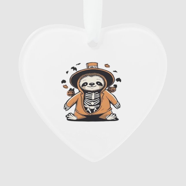 Ornamento Truque de preguiça de esqueleto assustador ou trat (Frente)