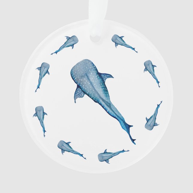Ornamento Tubarão-baleia-aquarela (Frente)