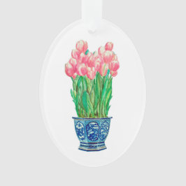 Ornamento Tulipas no Pote Delft