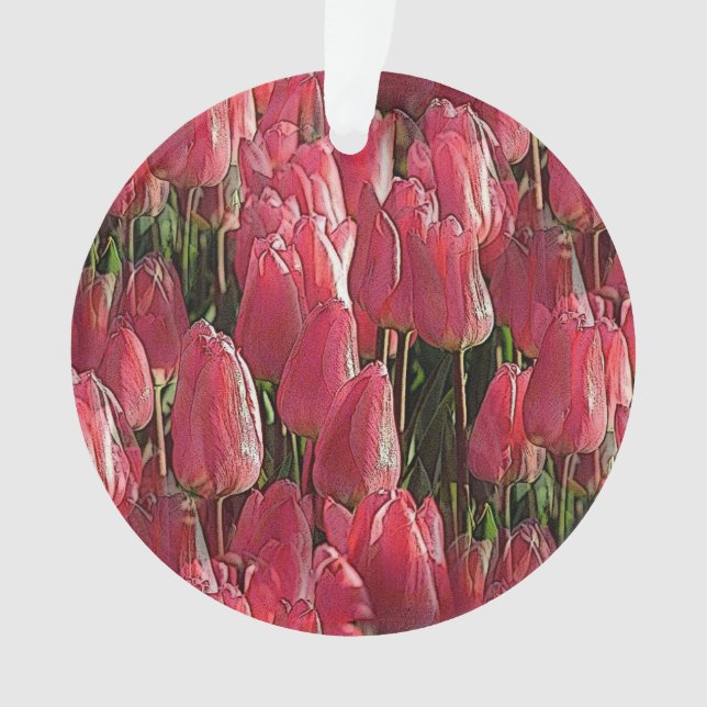 Ornamento Tulipas Rosa Floral (Frente)