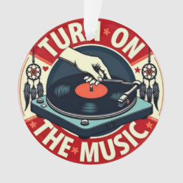 Ornamento Turn On The Music Vintage  Vinyl Record Tin Retro 