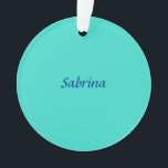 Ornamento Turquoise Blue Professional Modern Elegant Name<br><div class="desc">Modern Simple Plain Professional Design</div>