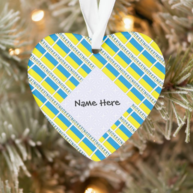 Ornamento Ucrânia Sinalizador Ucraniano Personalização Negra (Árvore)