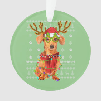 Ornamento Ugly Sweater Christmas Lights Dachshund Dog Puppy