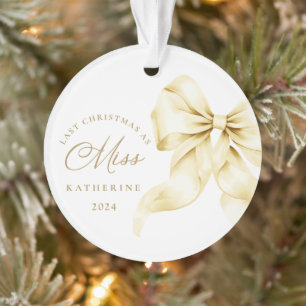 Ornamento Último Natal como Miss Arco Dourado acrílico