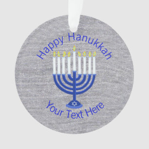 Ornamento Um Hanukkah Menorah azul escuro Chrismukkah Bling