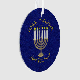Ornamento Um Hanukkah Menorah Dourado Chrismukkah elegante